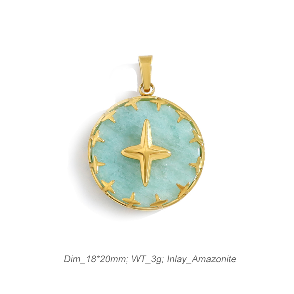 Romantic Vision Bezel Set Pendant Charm In 18K PVD-Gold Stainless Steel