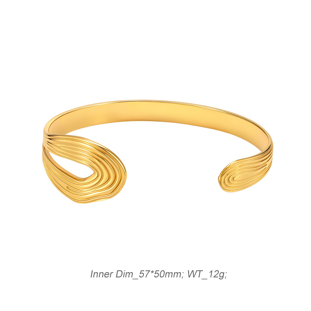 Organic Sea Wave Stainless Steel Cuff Bracelet In 18k PVD-coating