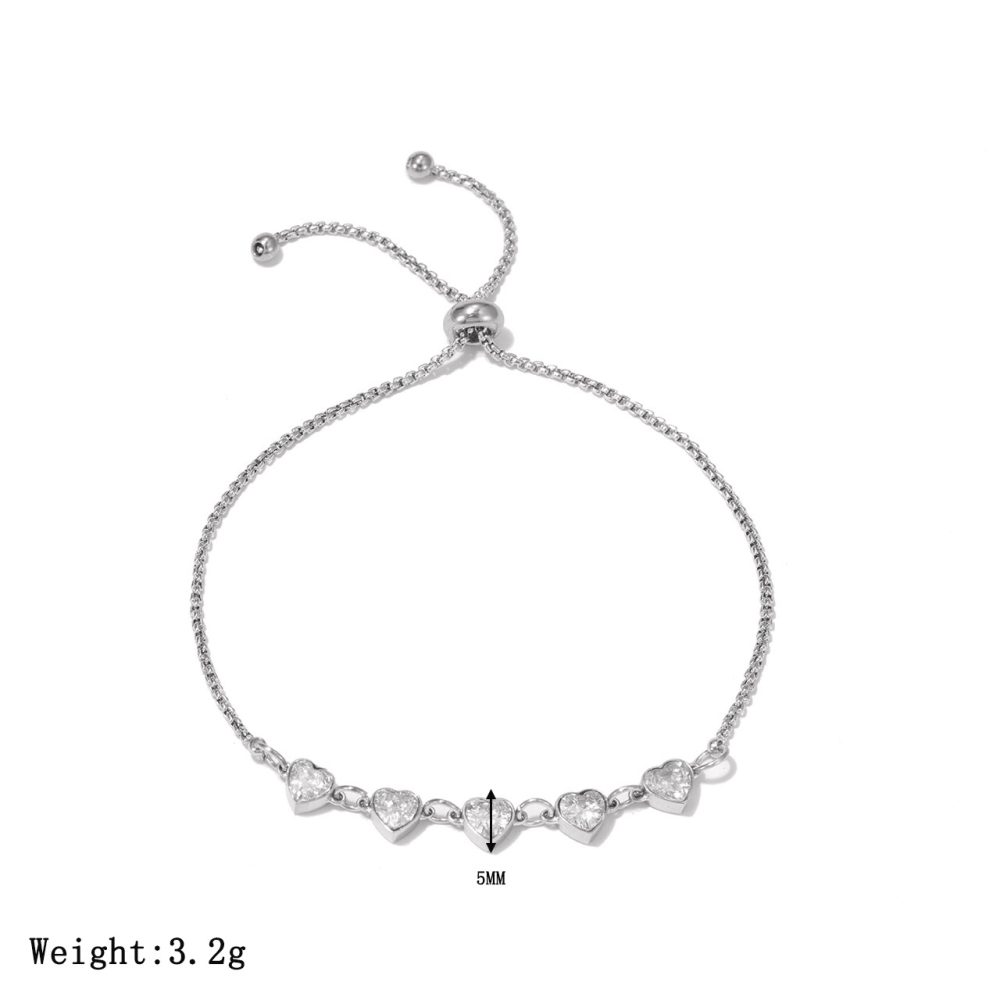 Heart CZ Slider Bracelet in PVD Stainless Steel with 14K Gold