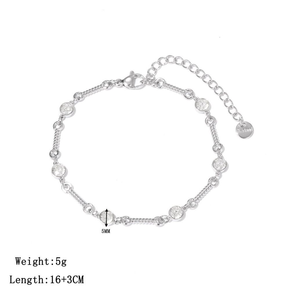 Twisted Link and Round CZ Station Bracelet in PVD Stainless Steel 14K Gold