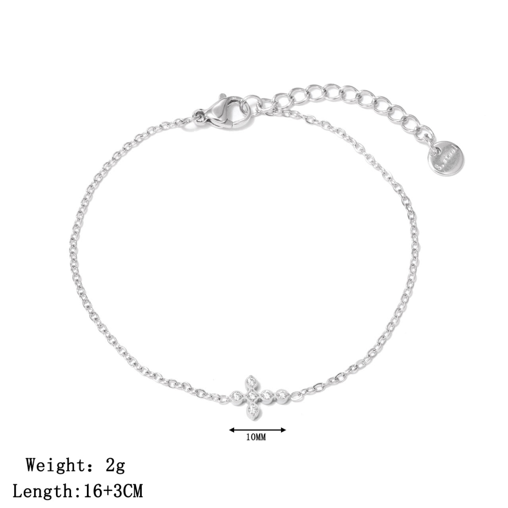 Micro Cross Charm Bracelet in PVD Stainless Steel 14K Gold