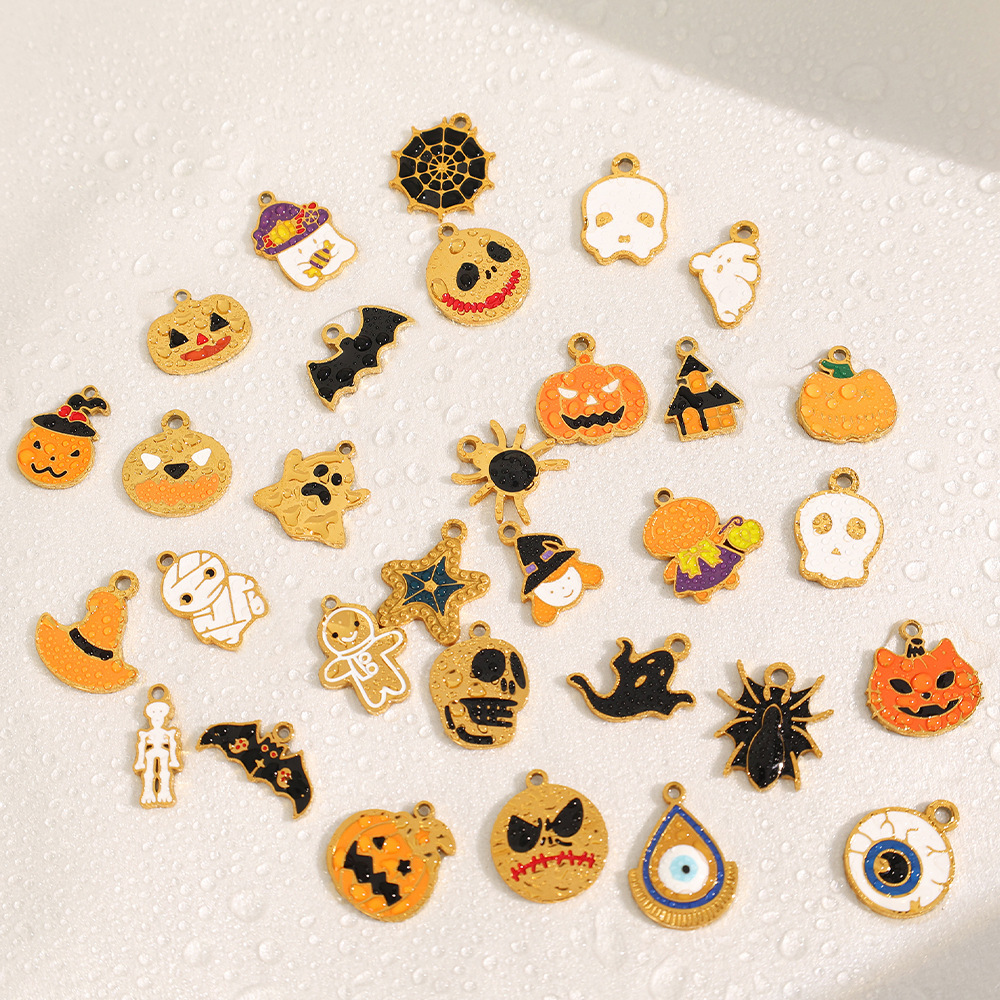 Halloween Theme Enamel Charm Pendant in 18K Gold PVD Stainless Steel
