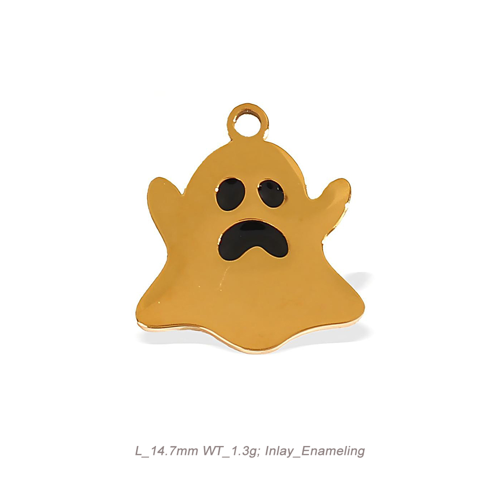 Halloween Theme Enamel Charm Pendant in 18K Gold PVD Stainless Steel