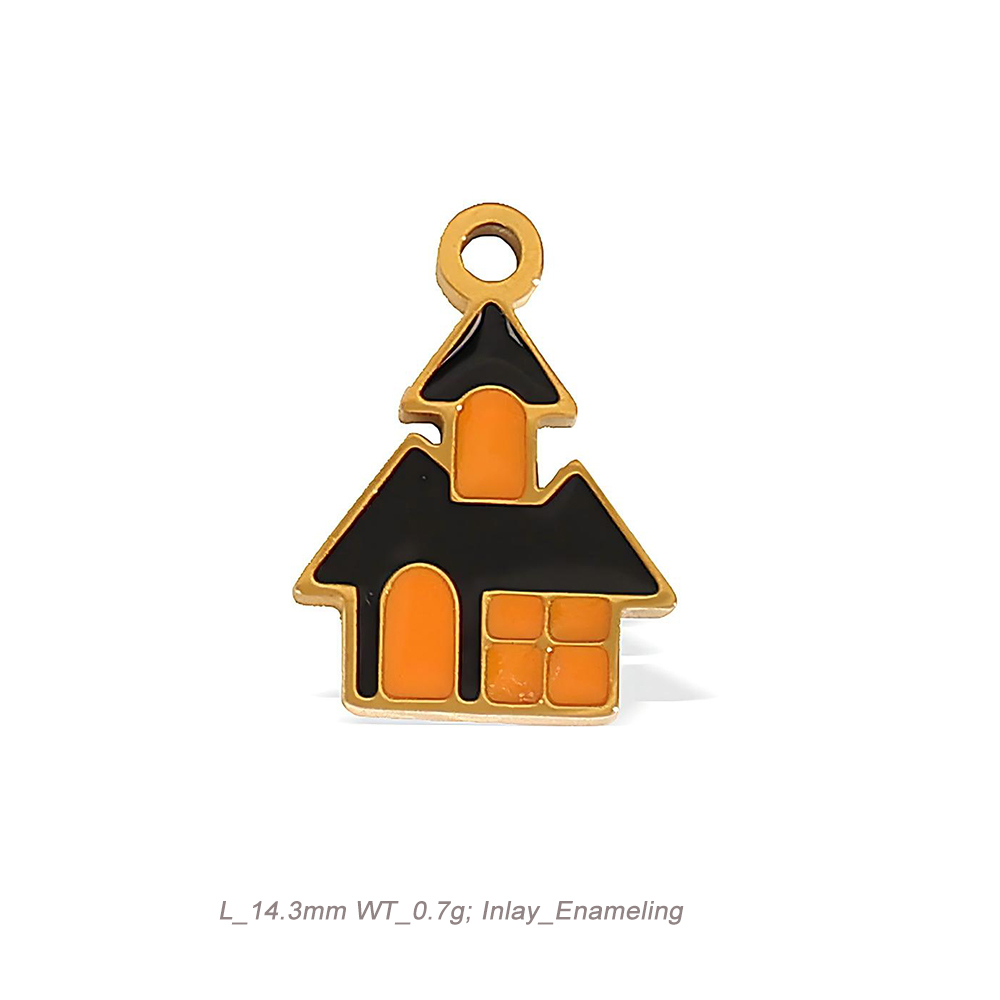 Halloween Theme Enamel Charm Pendant in 18K Gold PVD Stainless Steel