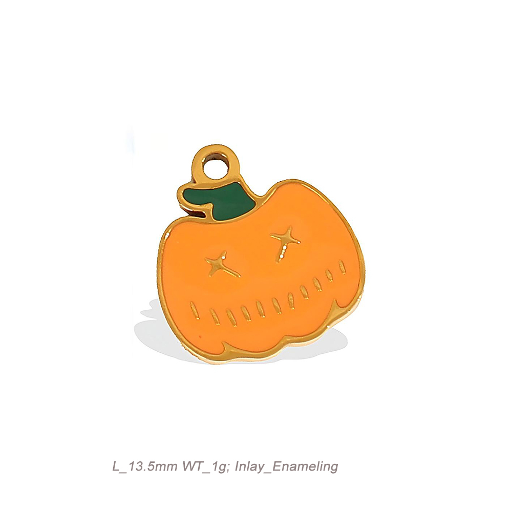 Halloween Theme Enamel Charm Pendant in 18K Gold PVD Stainless Steel