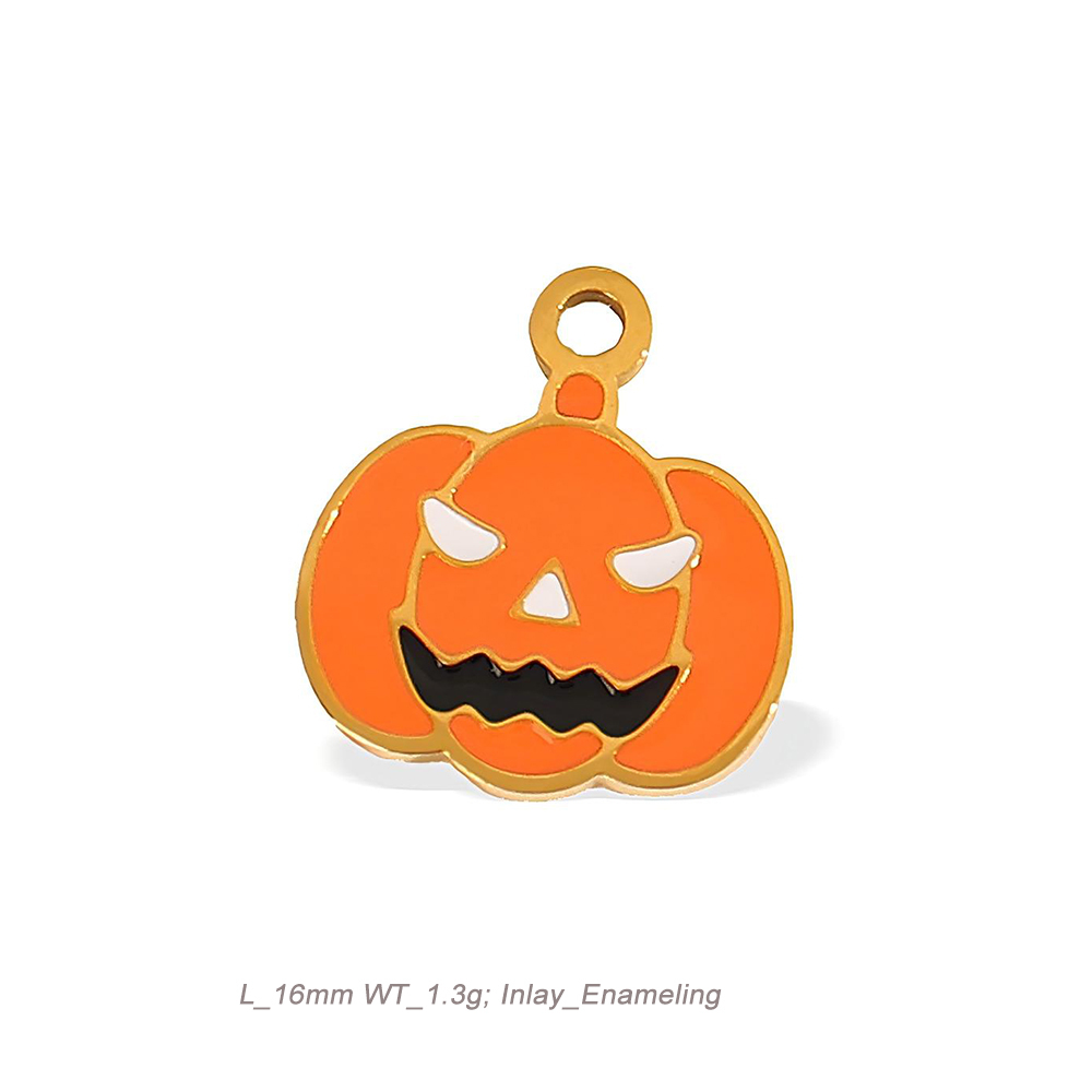 Halloween Theme Enamel Charm Pendant in 18K Gold PVD Stainless Steel