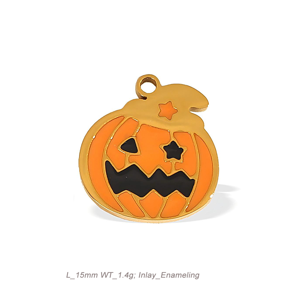 Halloween Theme Enamel Charm Pendant in 18K Gold PVD Stainless Steel