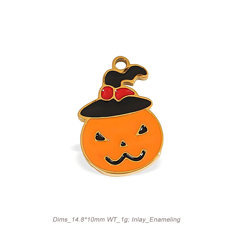 Halloween Theme Enamel Charm Pendant in 18K Gold PVD Stainless Steel