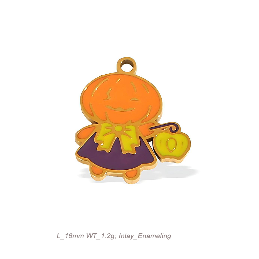 Halloween Theme Enamel Charm Pendant in 18K Gold PVD Stainless Steel