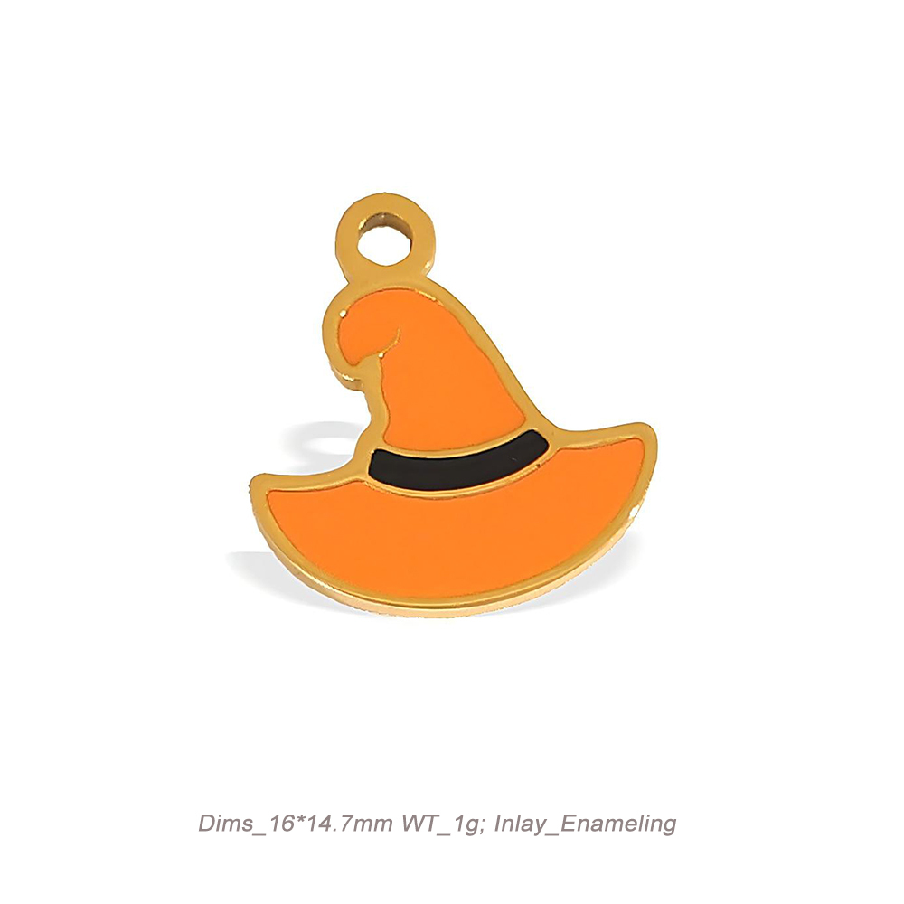 Halloween Theme Enamel Charm Pendant in 18K Gold PVD Stainless Steel