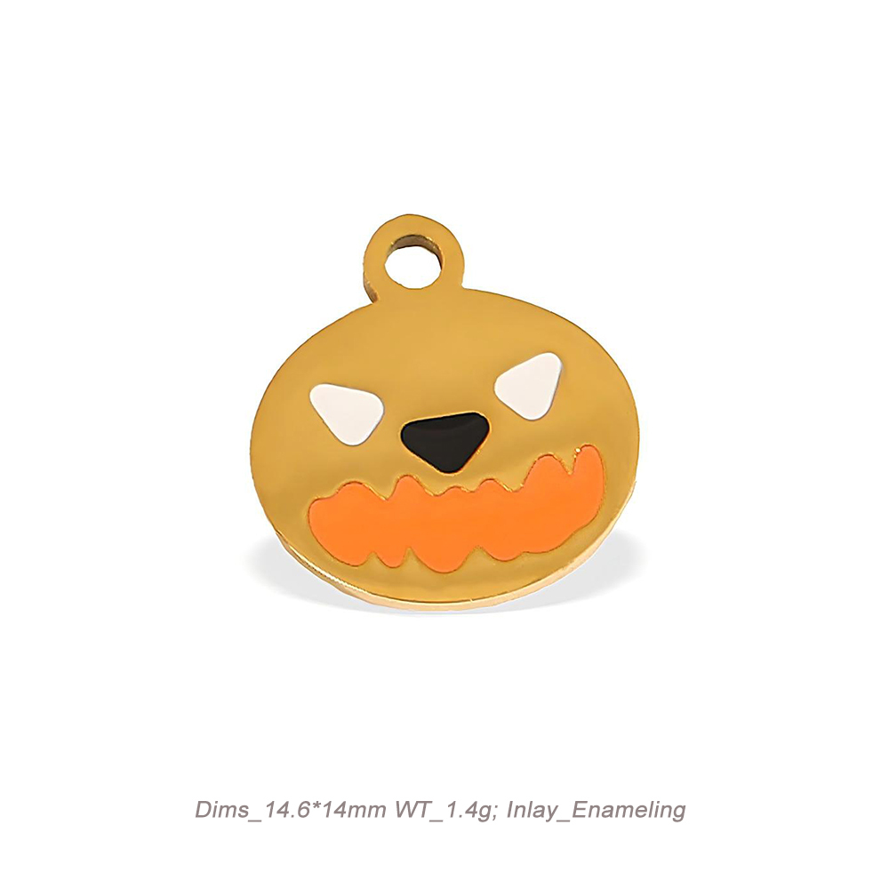 Halloween Theme Enamel Charm Pendant in 18K Gold PVD Stainless Steel