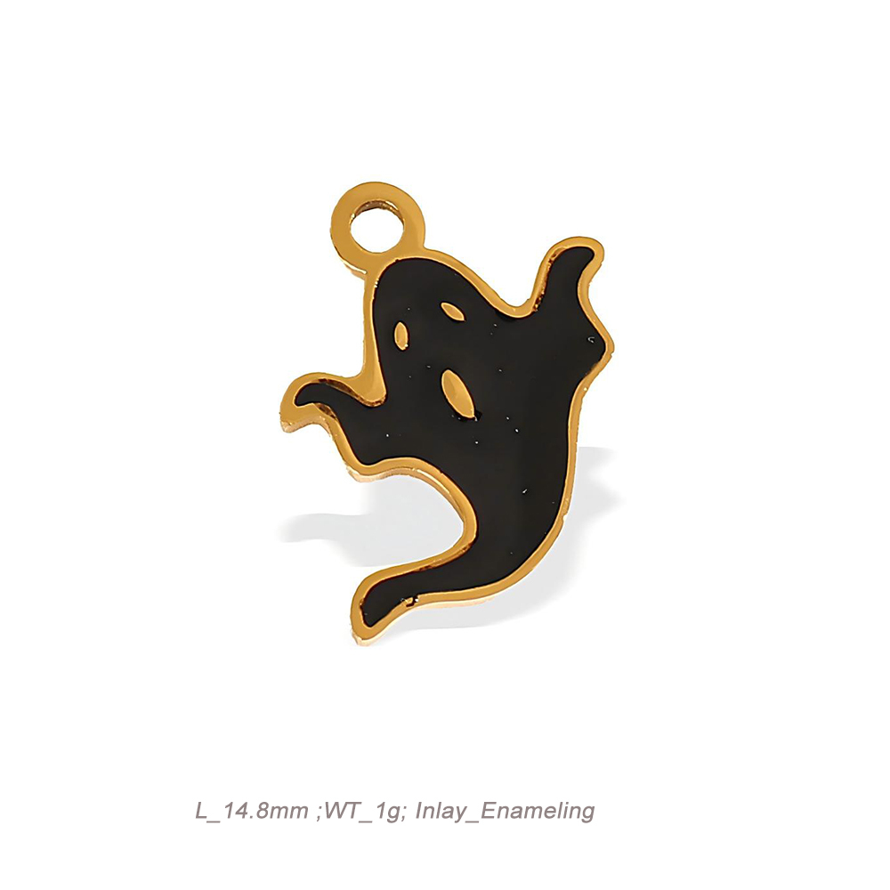 Halloween Theme Enamel Charm Pendant in 18K Gold PVD Stainless Steel