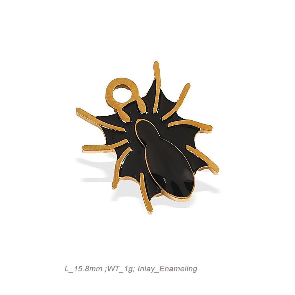 Halloween Theme Enamel Charm Pendant in 18K Gold PVD Stainless Steel