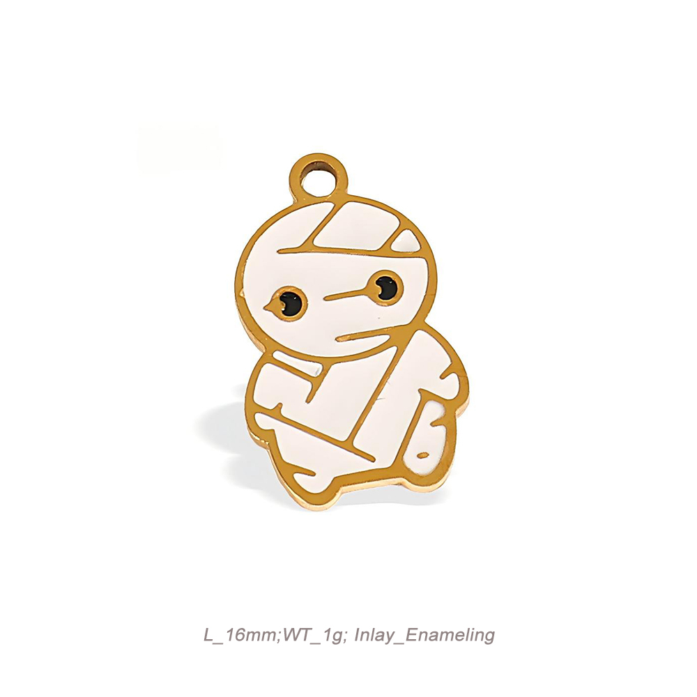 Halloween Theme Enamel Charm Pendant in 18K Gold PVD Stainless Steel