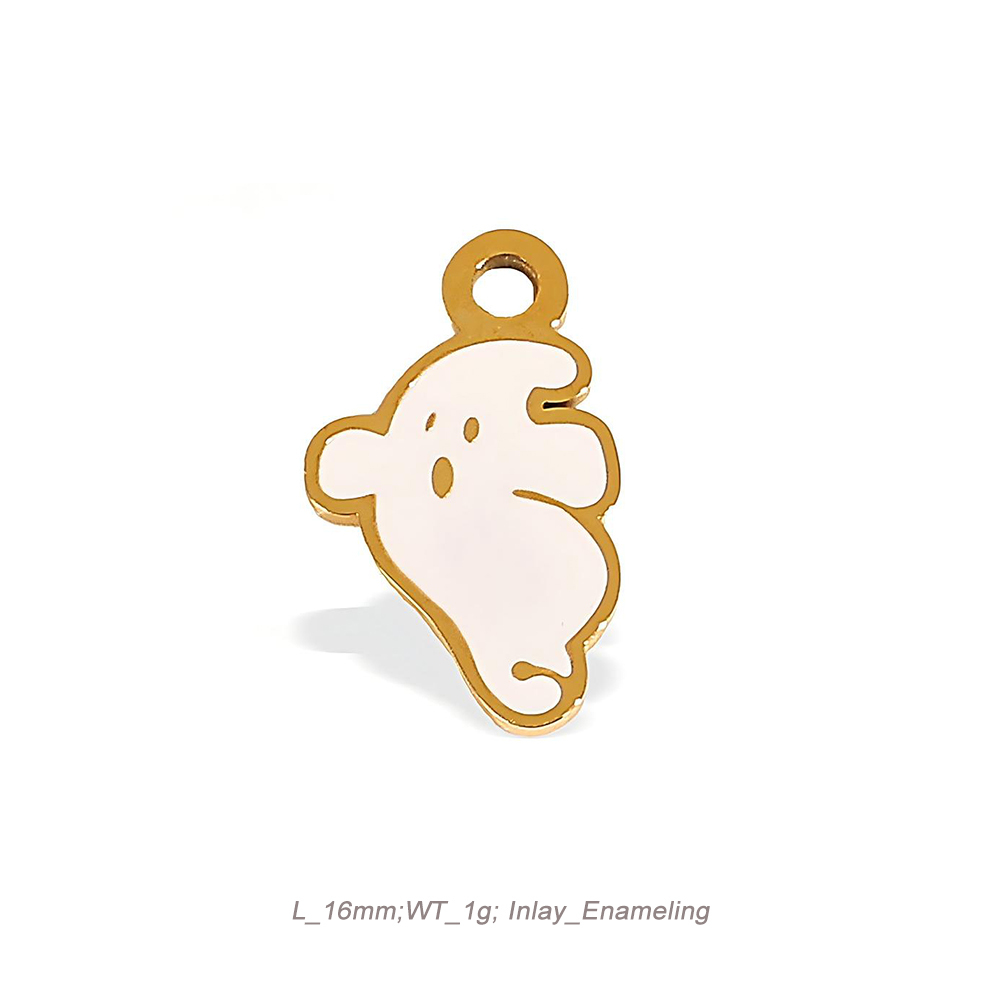 Halloween Theme Enamel Charm Pendant in 18K Gold PVD Stainless Steel