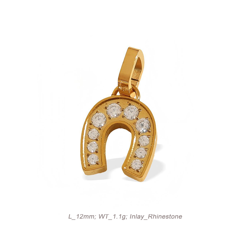 Mixed Theme CZ Charm Pendant in 18K Gold PVD Stainless Steel