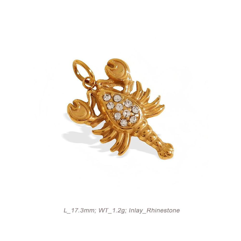 Mixed Theme CZ Charm Pendant in 18K Gold PVD Stainless Steel