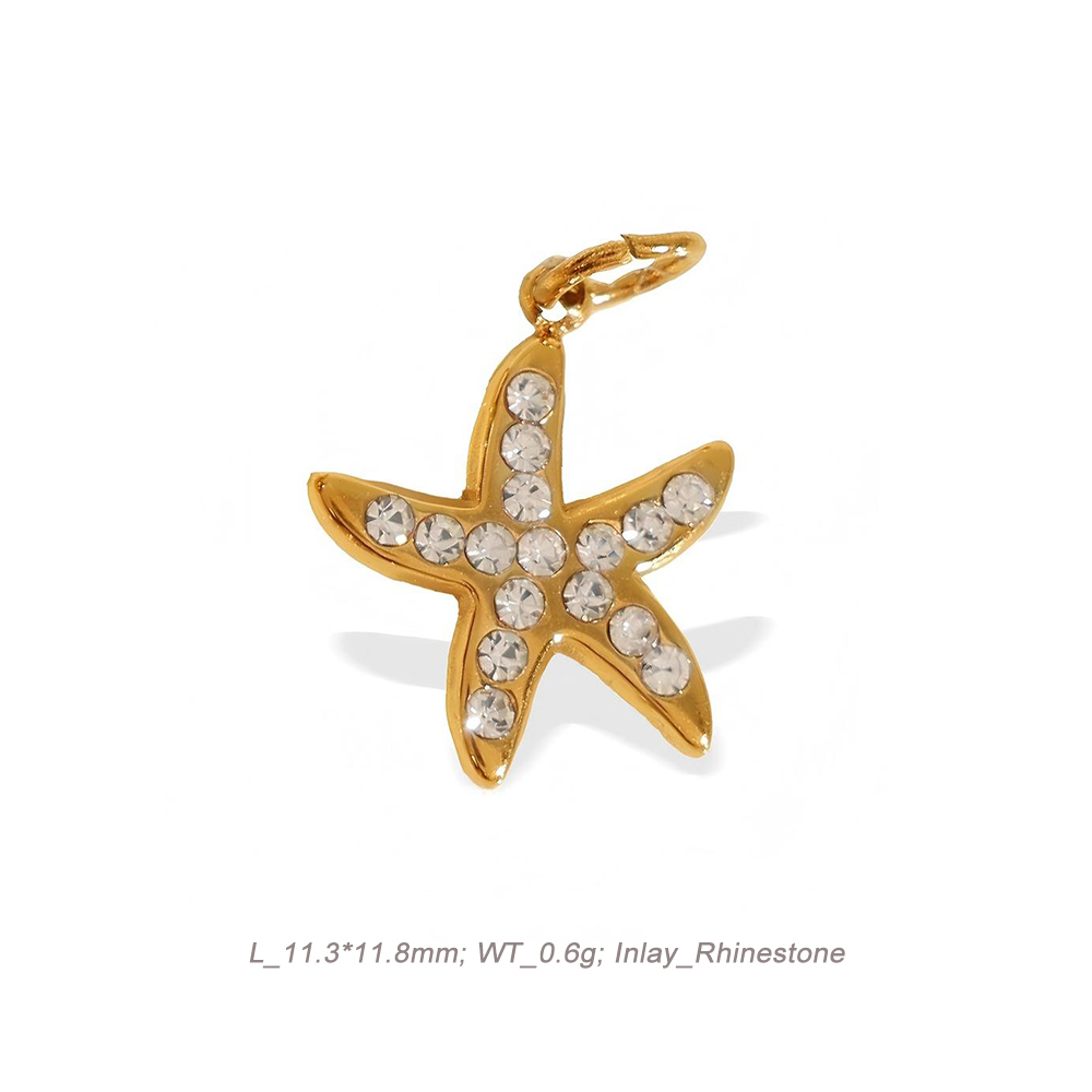 Mixed Theme CZ Charm Pendant in 18K Gold PVD Stainless Steel