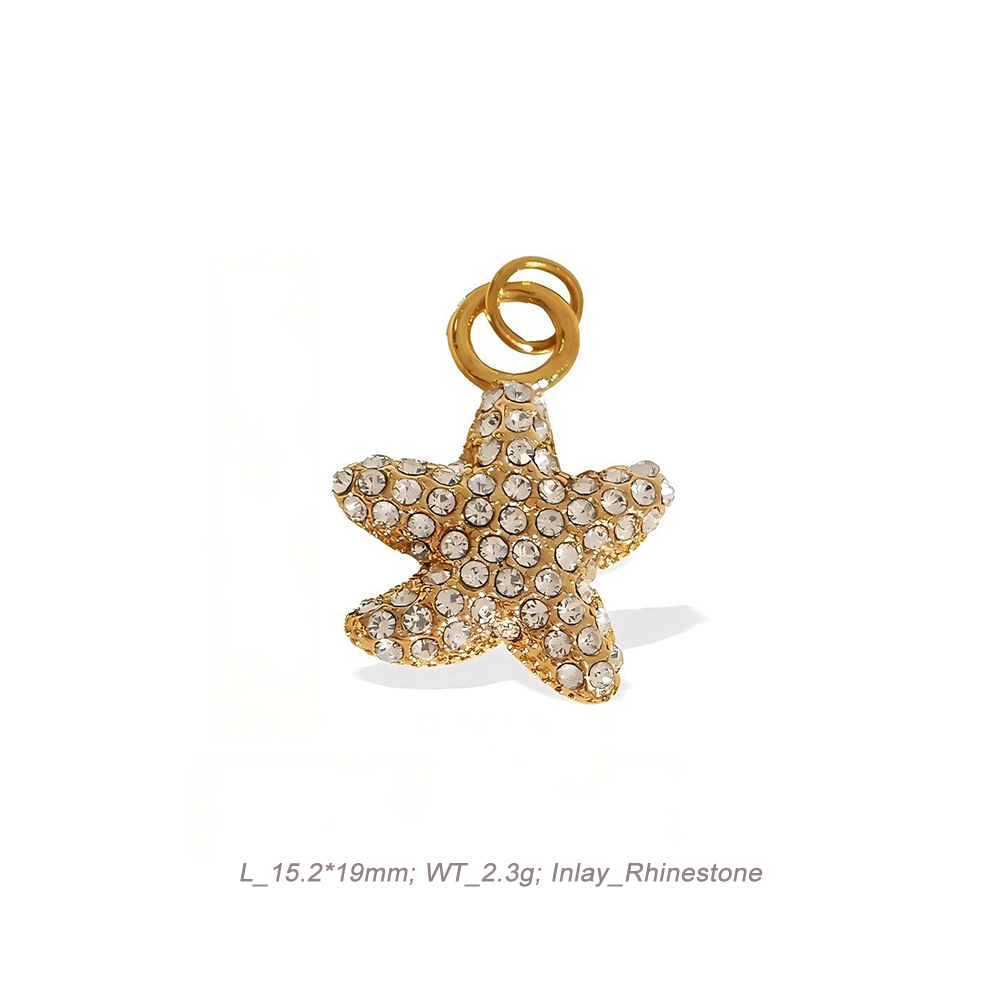 Mixed Theme CZ Charm Pendant in 18K Gold PVD Stainless Steel