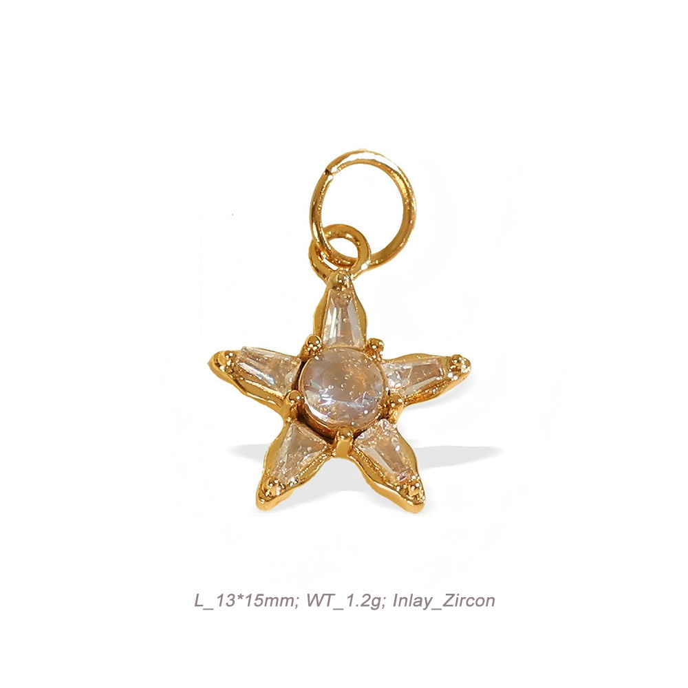 Mixed Theme CZ Charm Pendant in 18K Gold PVD Stainless Steel