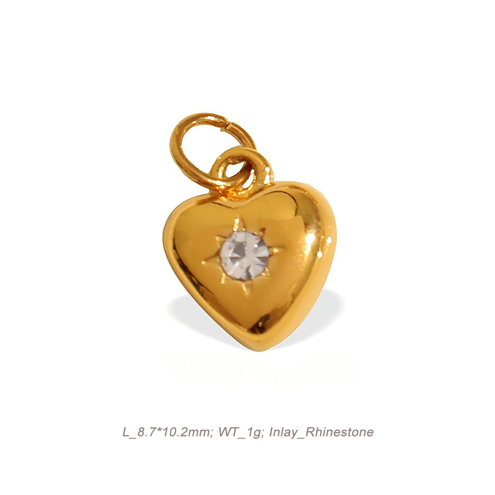 Mixed Theme CZ Charm Pendant in 18K Gold PVD Stainless Steel