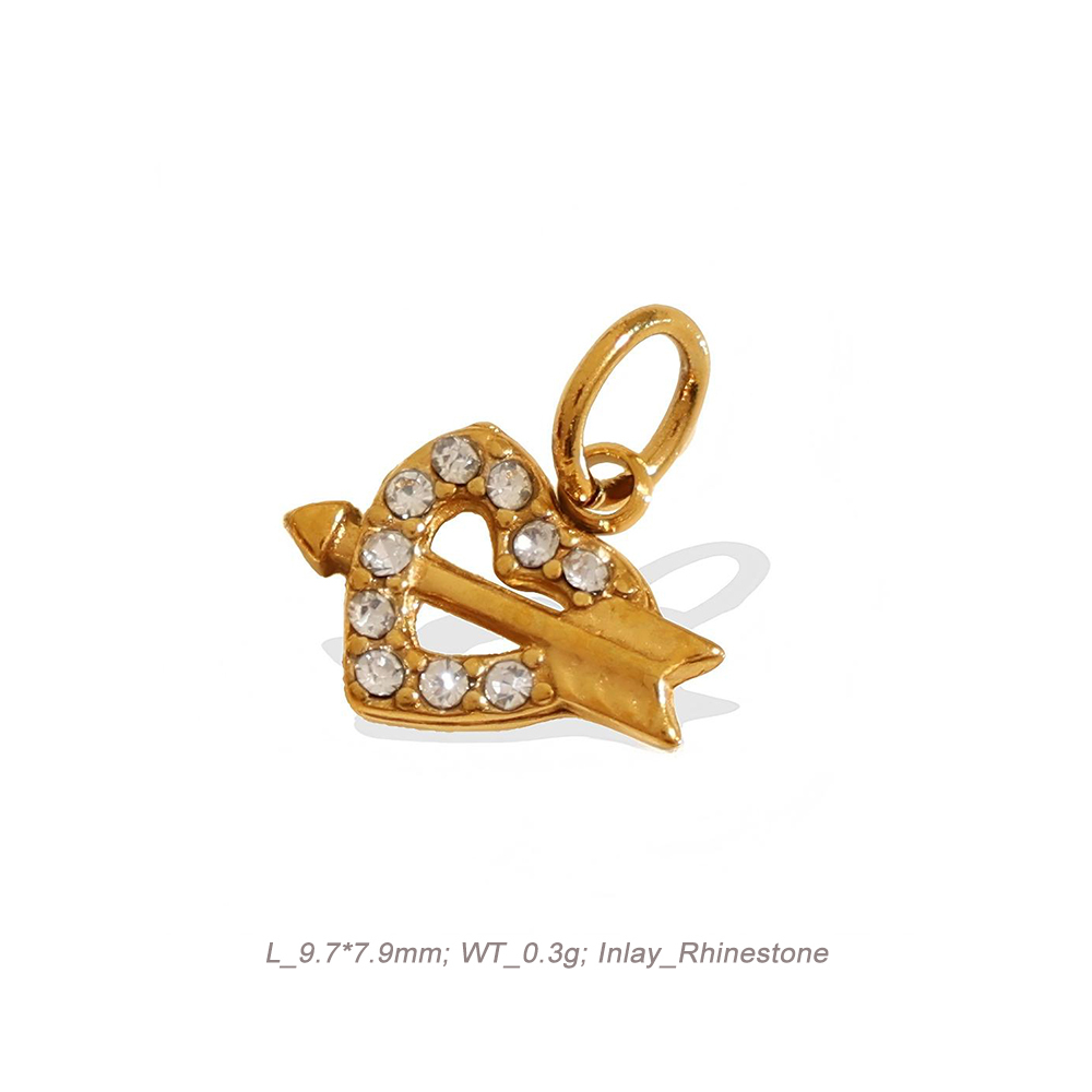 Mixed Theme CZ Charm Pendant in 18K Gold PVD Stainless Steel
