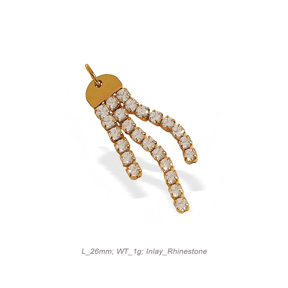 Mixed Theme CZ Charm Pendant in 18K Gold PVD Stainless Steel
