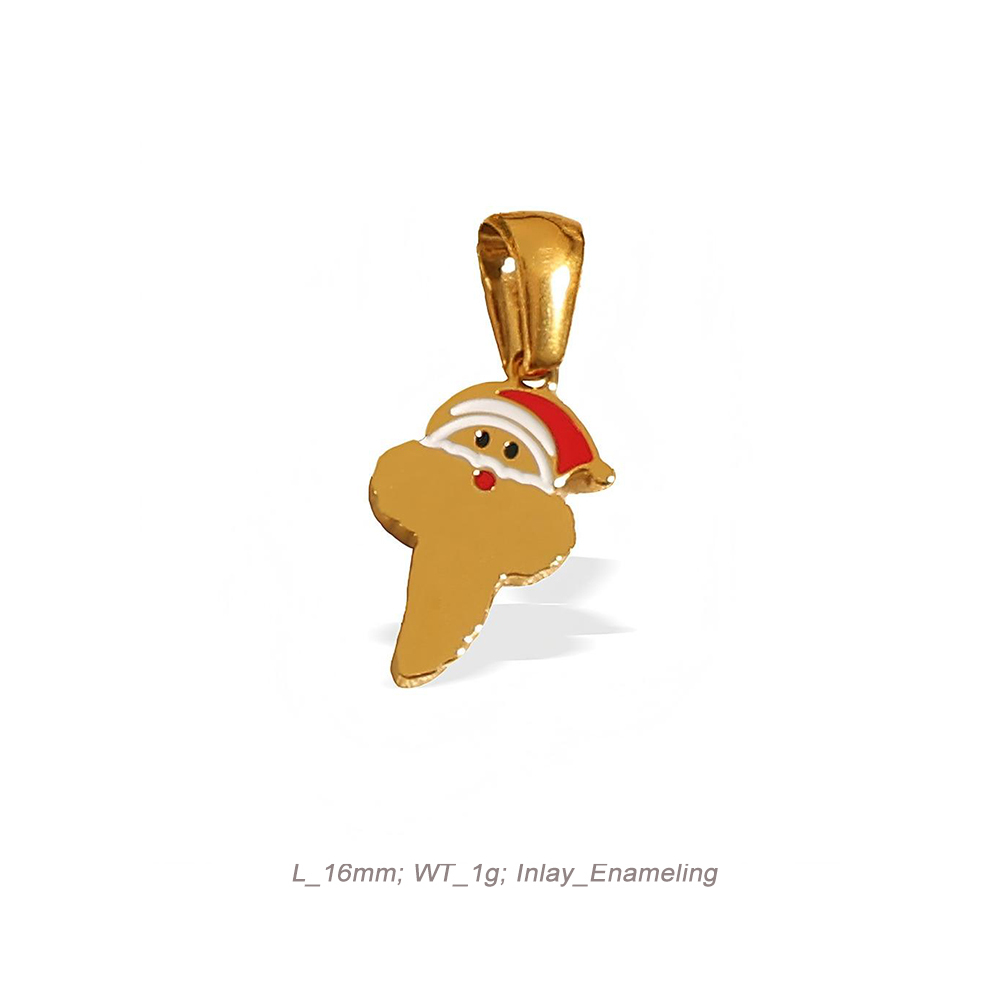 Christmas Alphabet Enamel Charm Pendant in 18K Gold PVD Stainless Steel