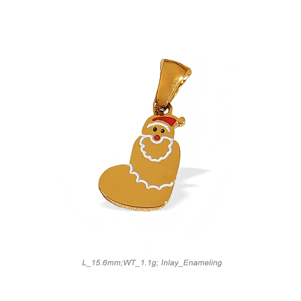 Christmas Alphabet Enamel Charm Pendant in 18K Gold PVD Stainless Steel