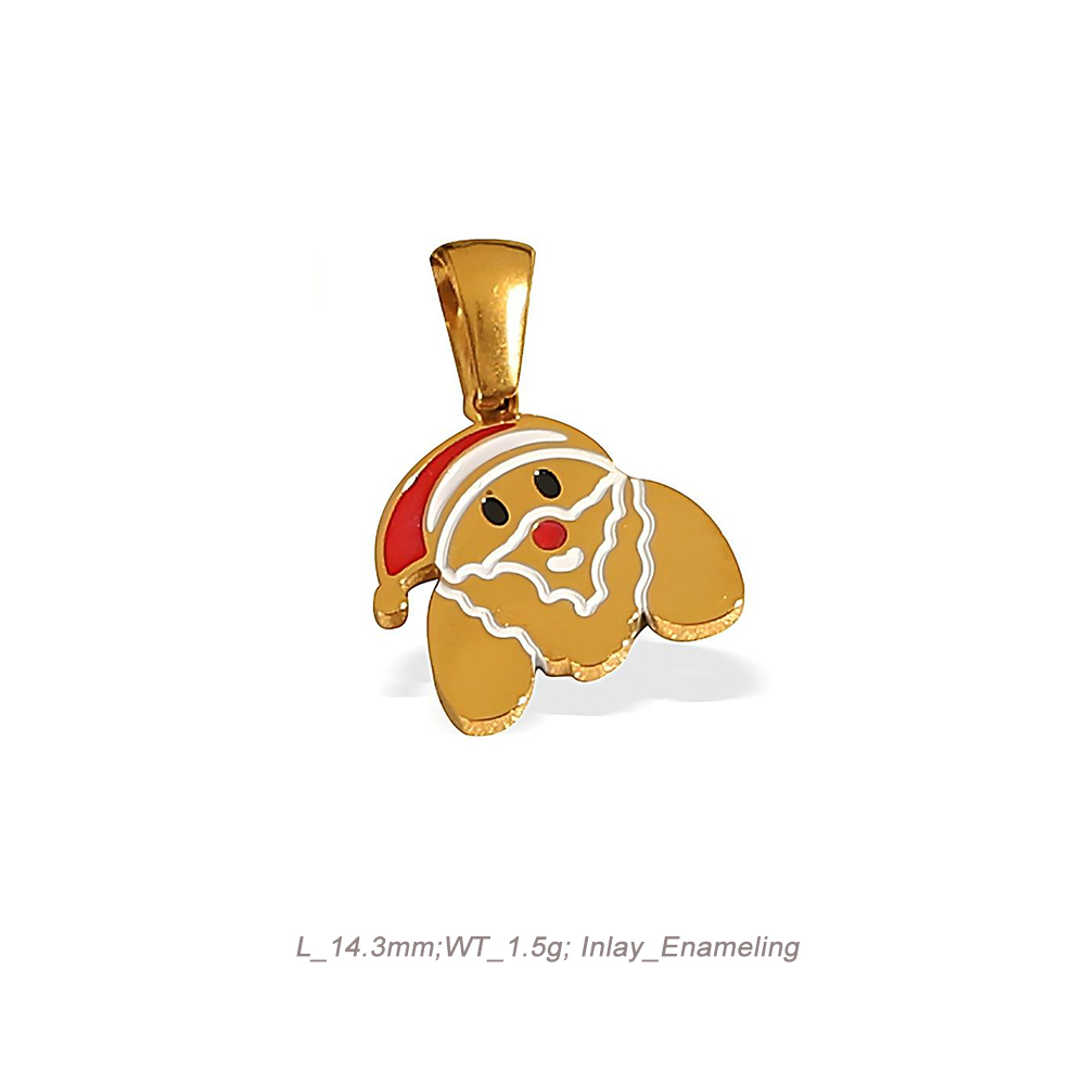 Christmas Alphabet Enamel Charm Pendant in 18K Gold PVD Stainless Steel