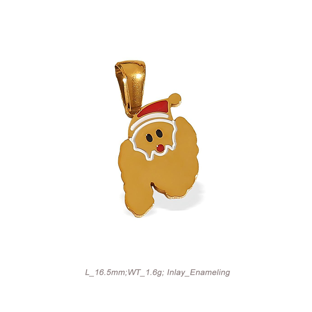 Christmas Alphabet Enamel Charm Pendant in 18K Gold PVD Stainless Steel