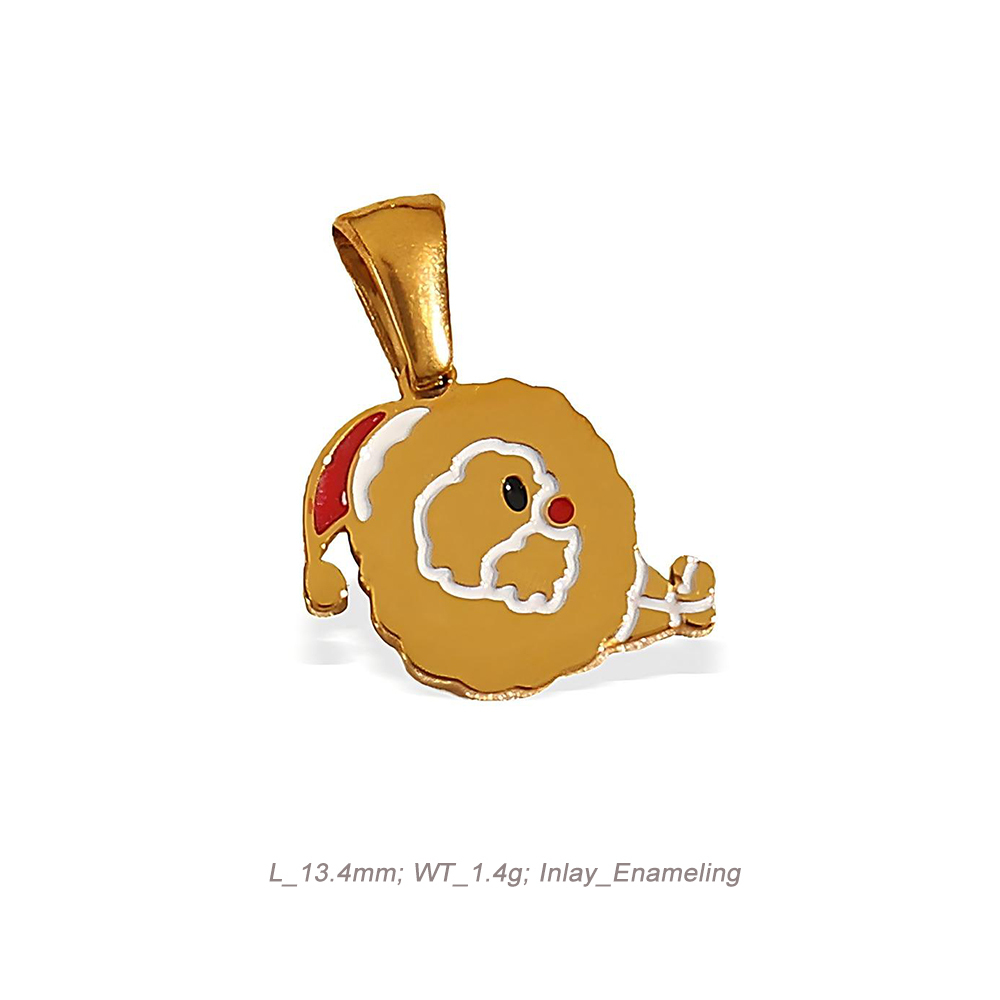 Christmas Alphabet Enamel Charm Pendant in 18K Gold PVD Stainless Steel