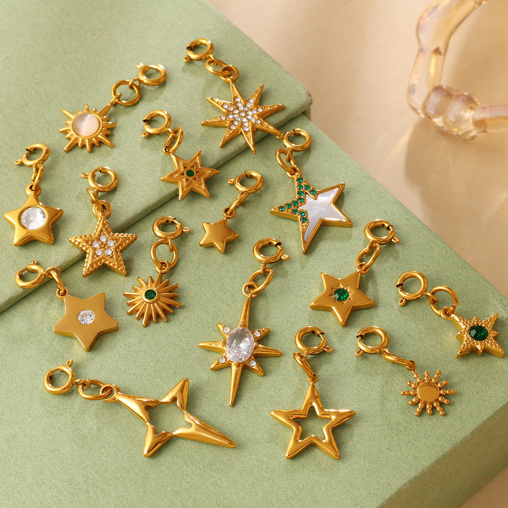 Celestial Spring Clasp Charm Pendant in 18K Gold PVD Stainless Steel