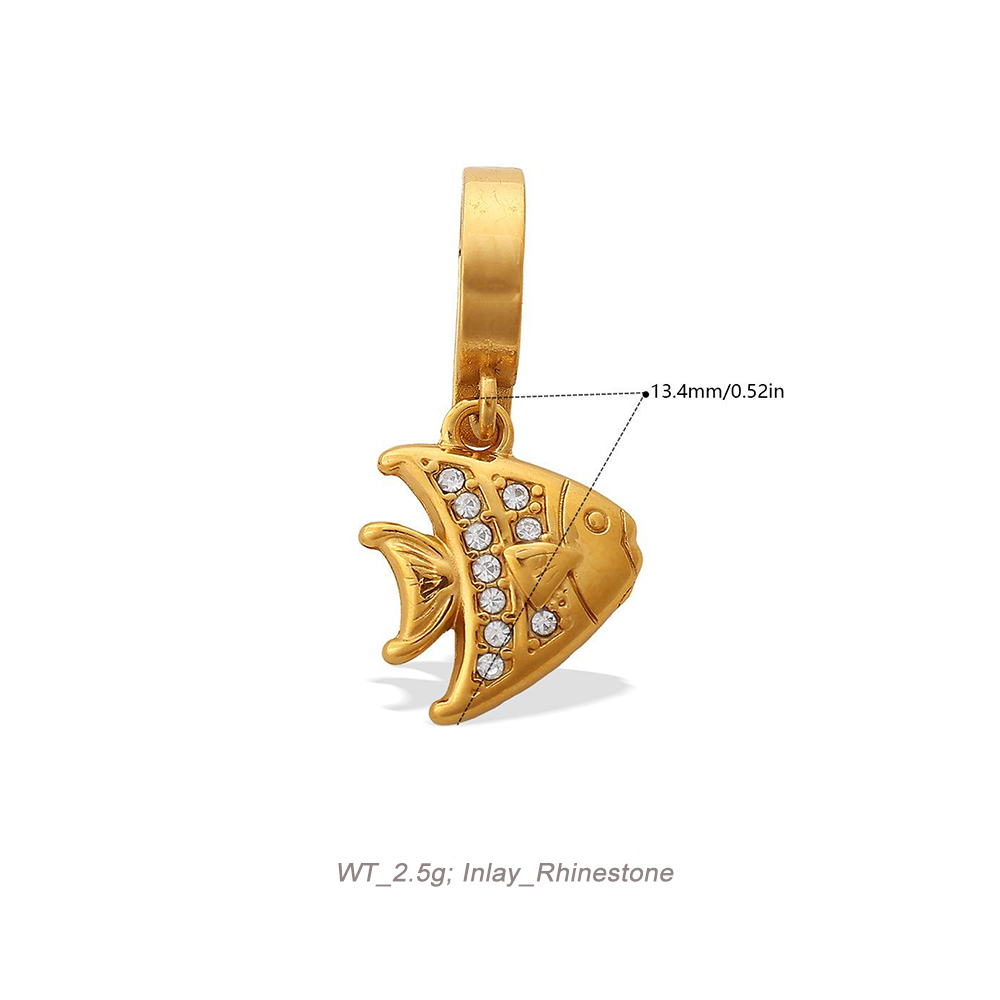 Ocean Theme Clip-On Charm Pendant in 18K Gold PVD Stainless Steel