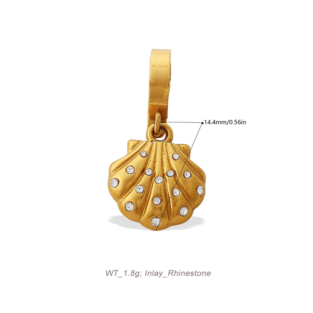 Ocean Theme Clip-On Charm Pendant in 18K Gold PVD Stainless Steel