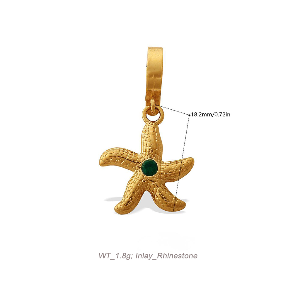 Ocean Theme Clip-On Charm Pendant in 18K Gold PVD Stainless Steel