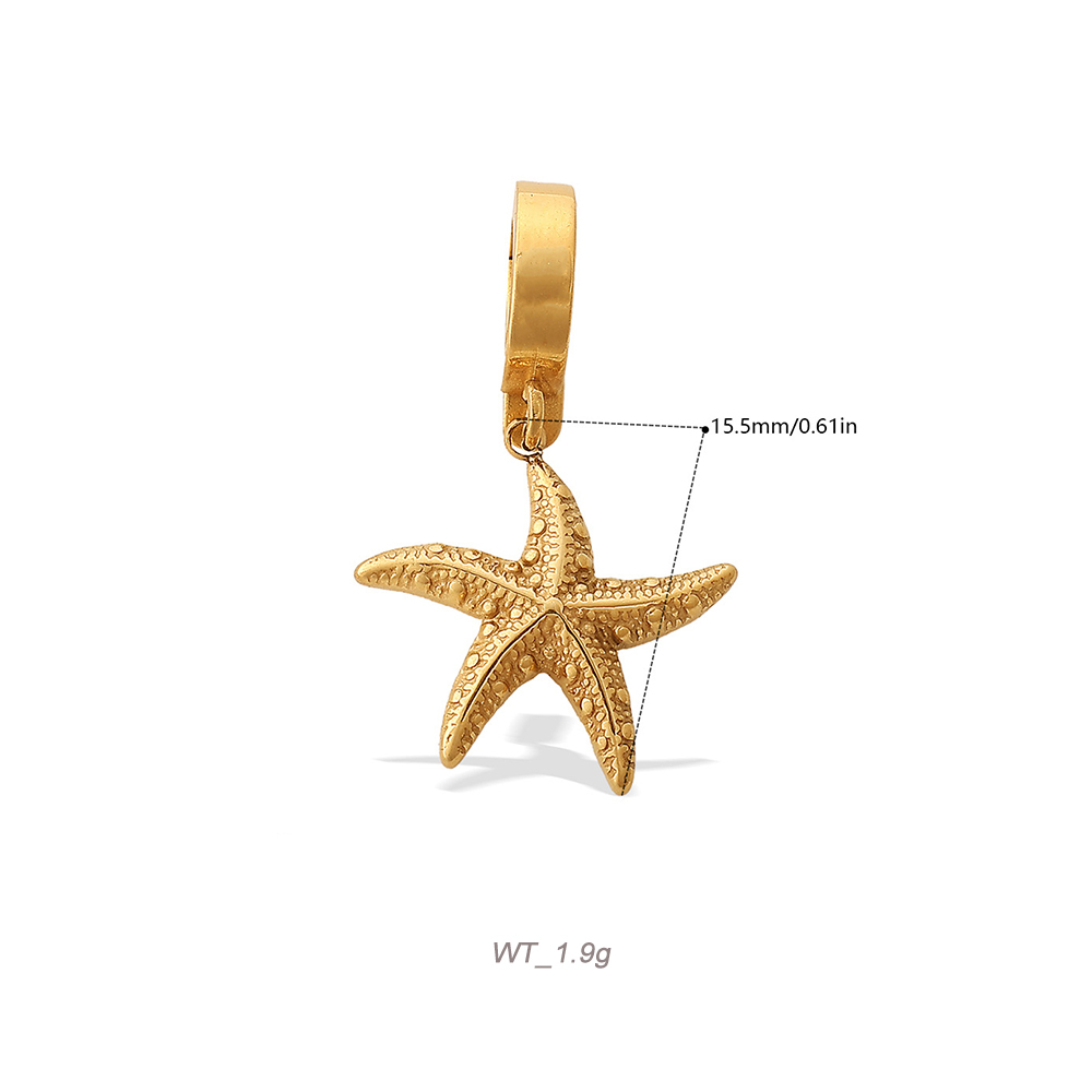 Ocean Theme Clip-On Charm Pendant in 18K Gold PVD Stainless Steel