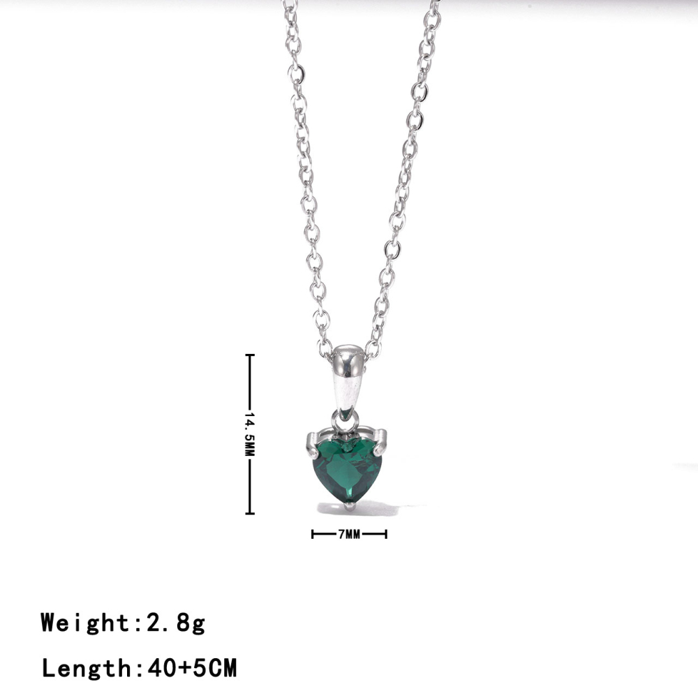 Heart Cut CZ Pendant Necklace in PVD Stainless Steel 14K Gold