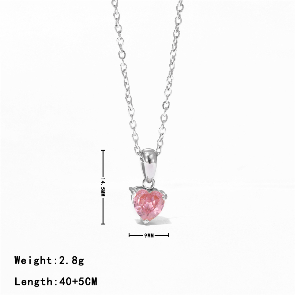 Heart Cut CZ Pendant Necklace in PVD Stainless Steel 14K Gold