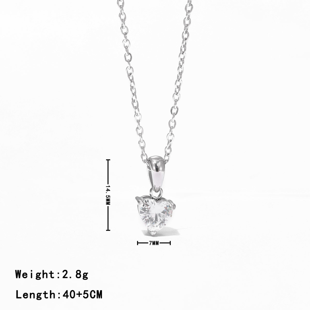 Heart Cut CZ Pendant Necklace in PVD Stainless Steel 14K Gold
