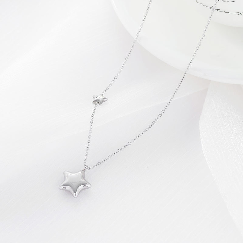 Double Star Station Necklace in PVD Stainless Steel 14K Gold