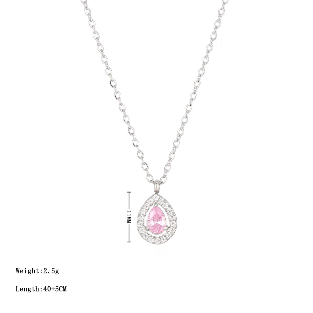 Halo Pear Cut CZ Necklace in PVD Stainless Steel 14K Gold
