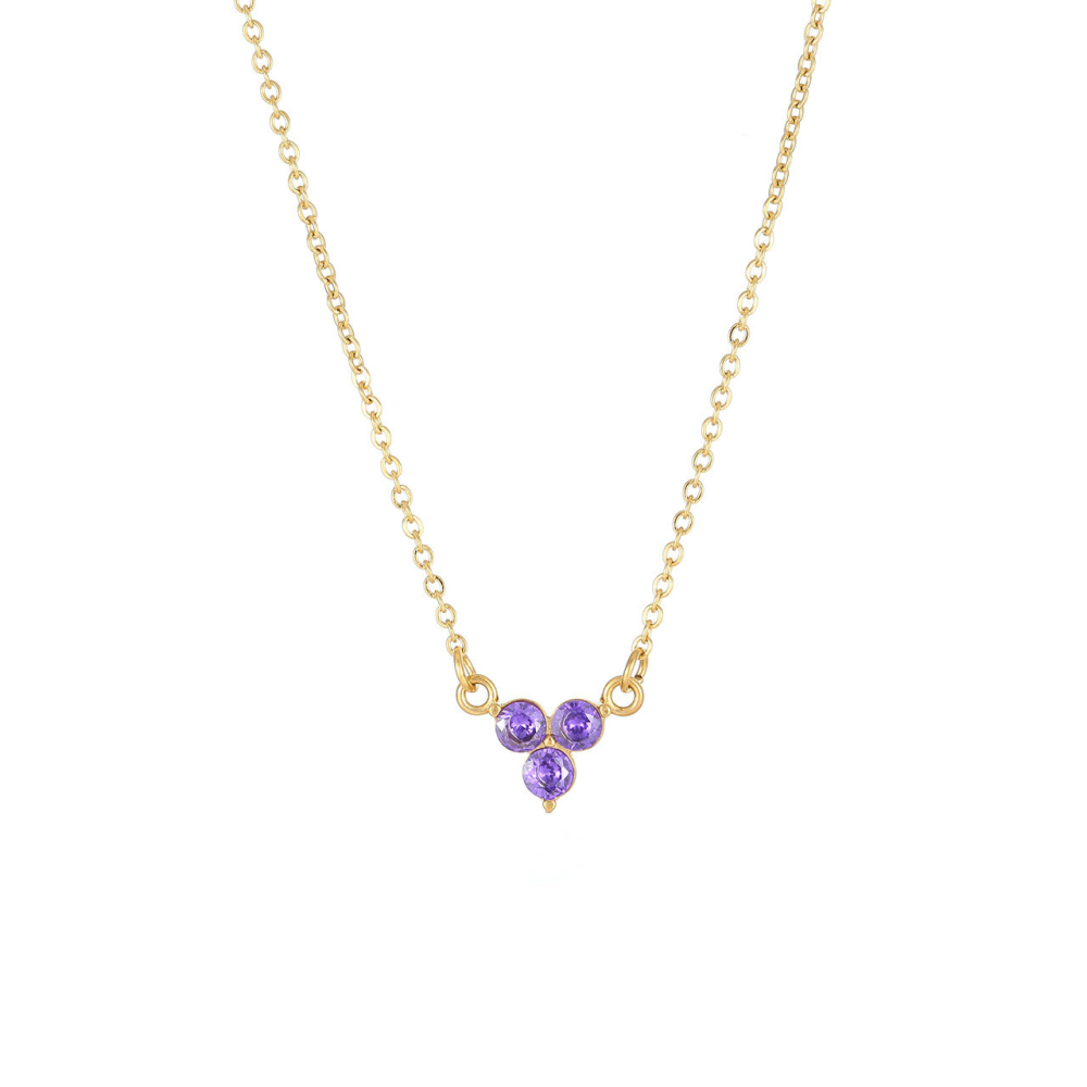 Triple Stone Flower Necklace in PVD Stainless Steel 14K Gold