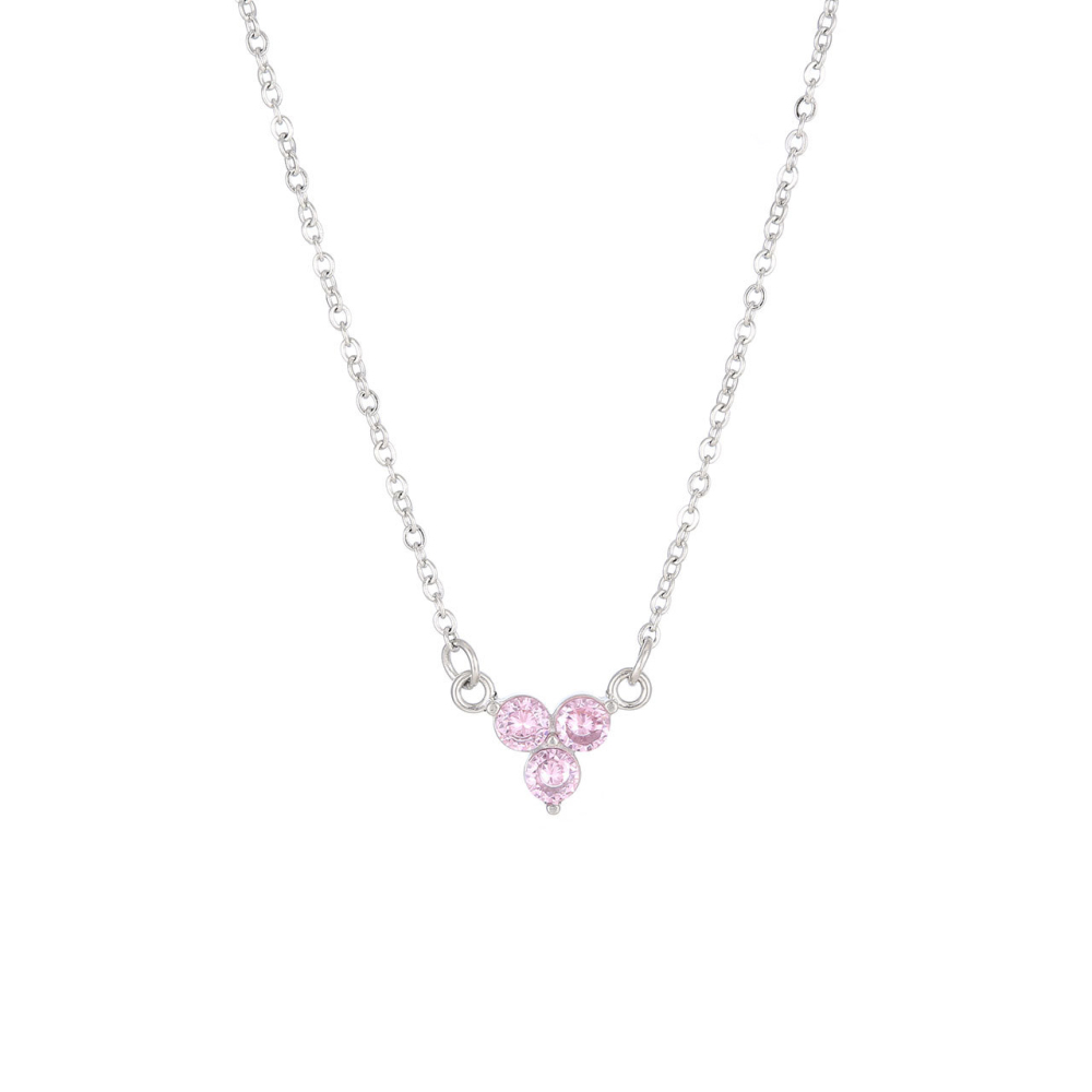 Triple Stone Flower Necklace in PVD Stainless Steel 14K Gold