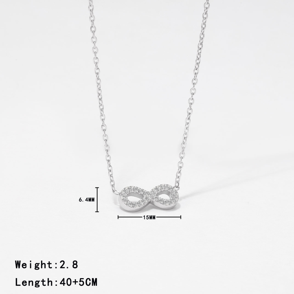 Full Pave CZ Infinity Necklace in PVD Stainless Steel 14K Gold
