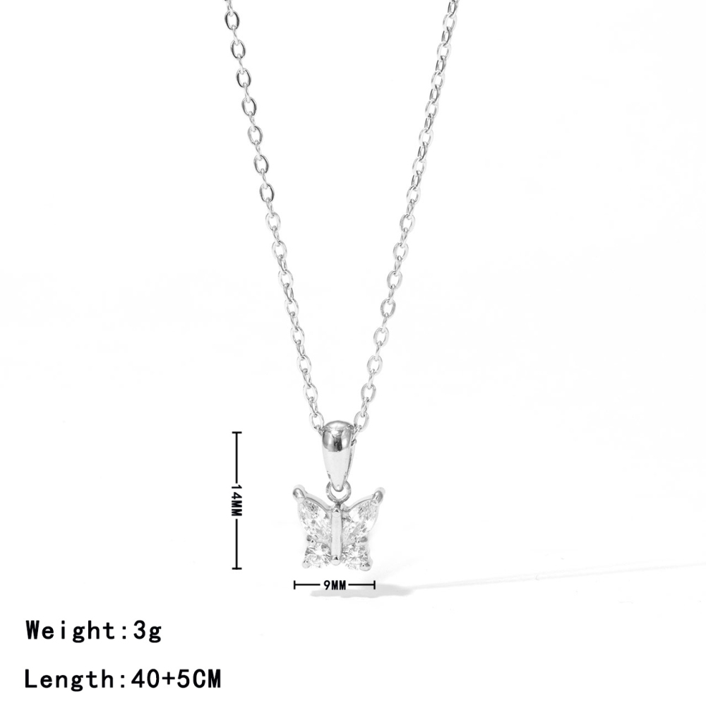 Marquise CZ Butterfly Necklace in PVD Stainless Steel 14K Gold