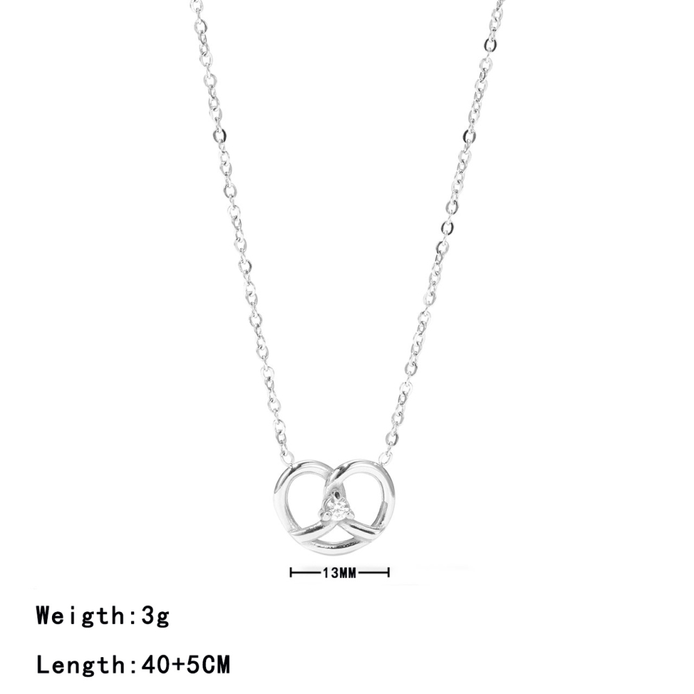 Interlocking Heart Necklace and Bracelet Set in PVD Stainless Steel 14K Gold