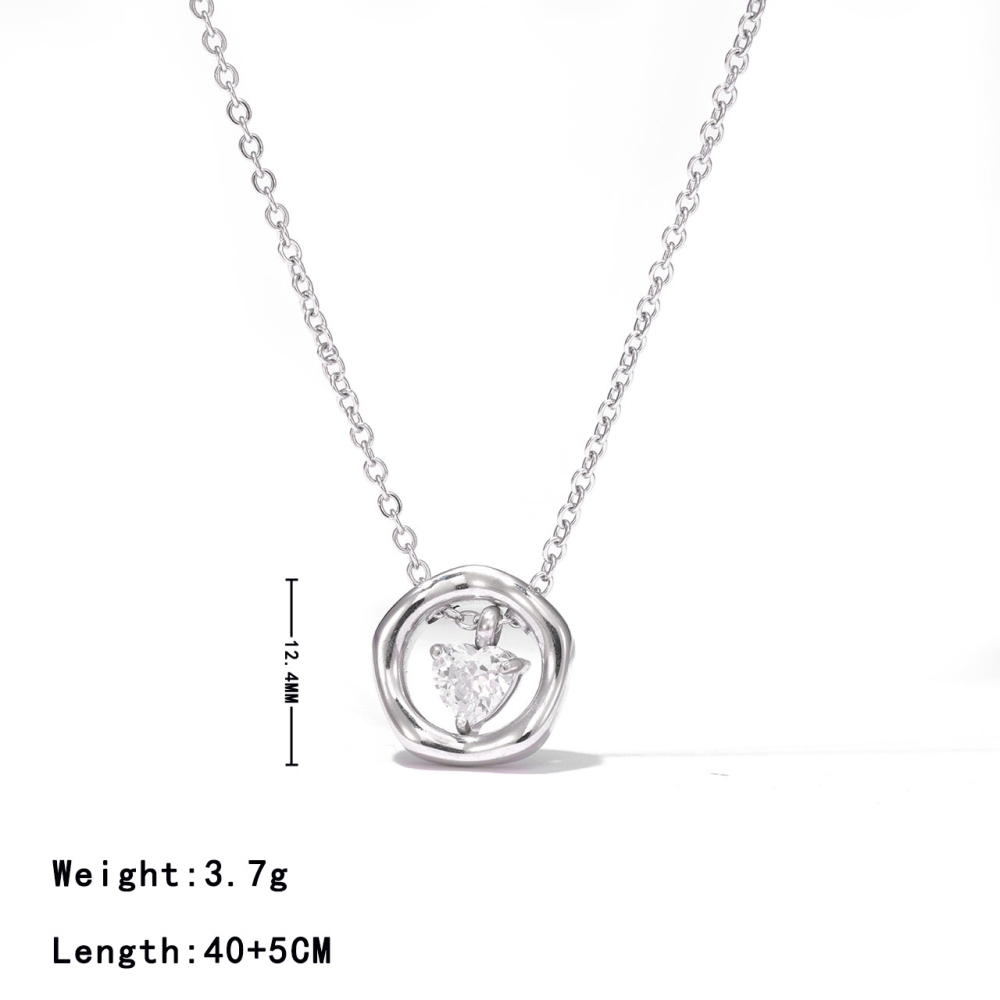Knot Circle Dangling Heart Necklace in PVD Stainless Steel 14K Gold