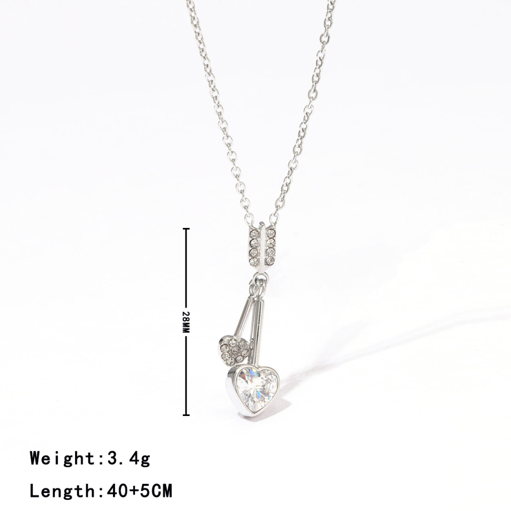 Double Heart Drop Necklace in PVD Stainless Steel 14K Gold