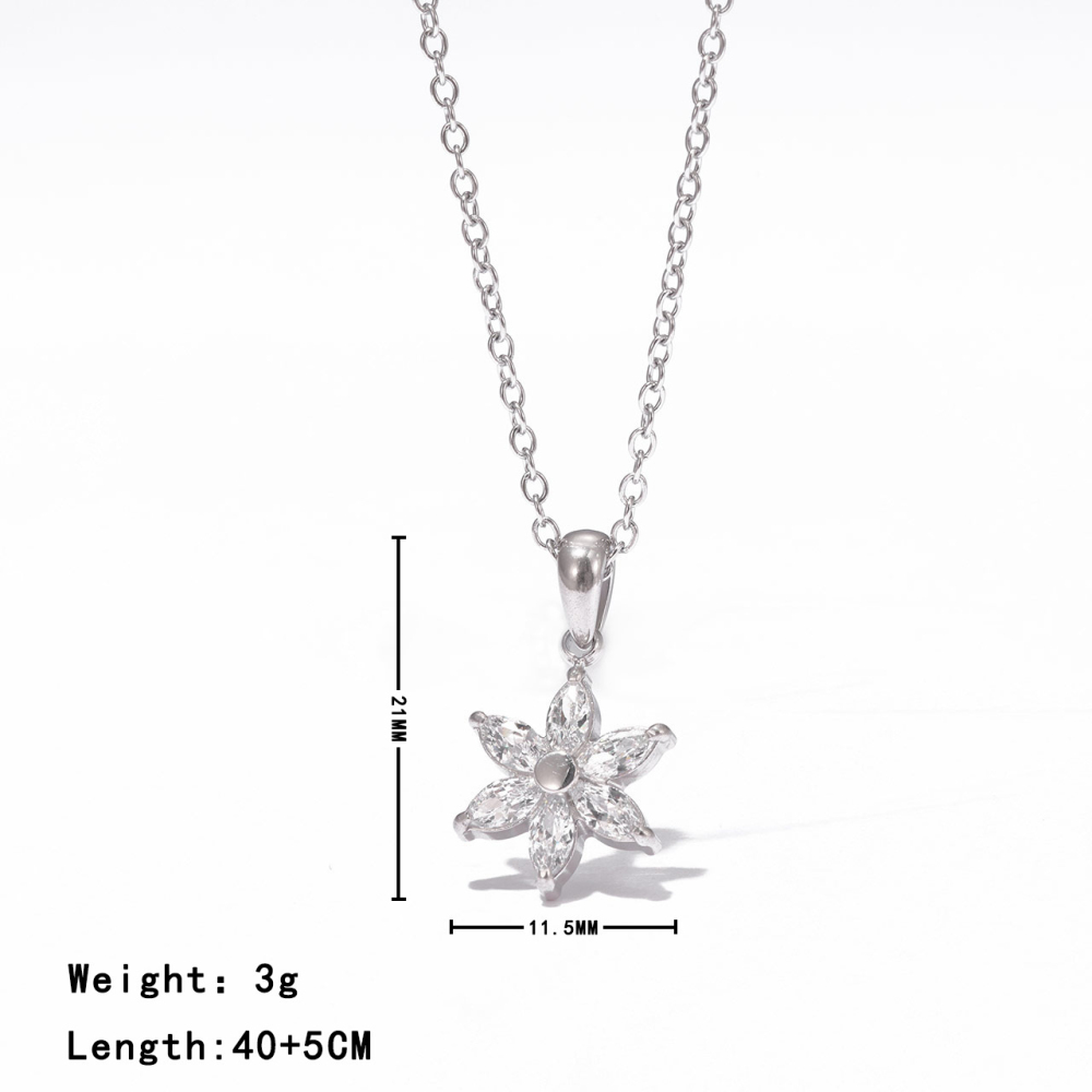 Marquise CZ Snowflake Pendant Necklace in PVD Stainless Steel 14K Gold